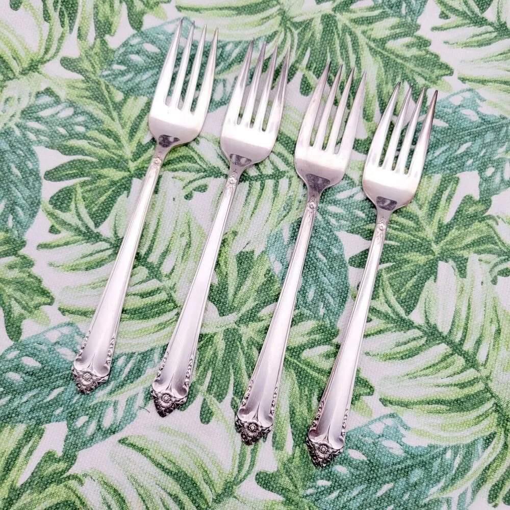 Set 4 Rogers STARLIGHT 50's International Reinforced Plate Flatware Salad Fork